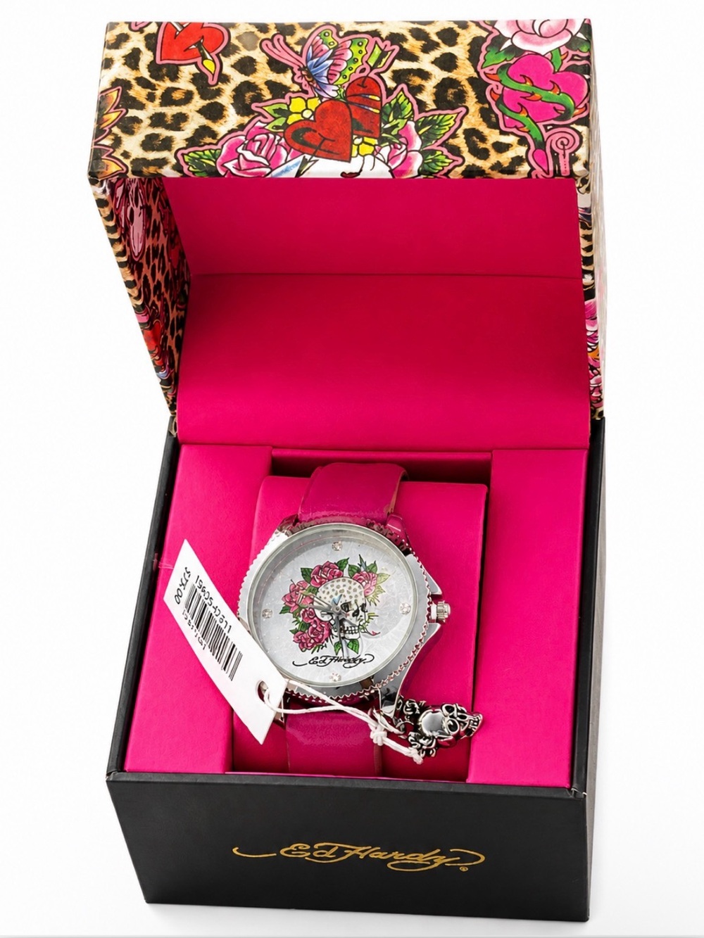 Ed Hardy “Love Kills Slowly” Pink & Silver Watch - RARE